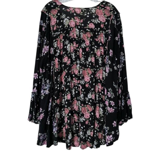 Free People Loretta Floral Print Tunic Blouse Womens XS Bell Sleeve Boho Cottage - Picture 3 of 8